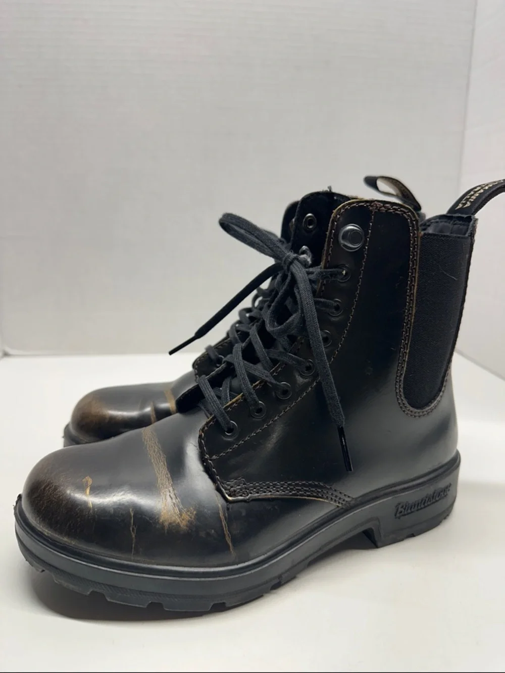 Blundstone Lace Up Gore Boots 2218 Black Gold Metallic Brush Women's US Size 6.5
